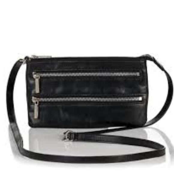 HOBO International Shoulder Bag Convertible Crossbody Black Shiny Zippers - Picture 1 of 15